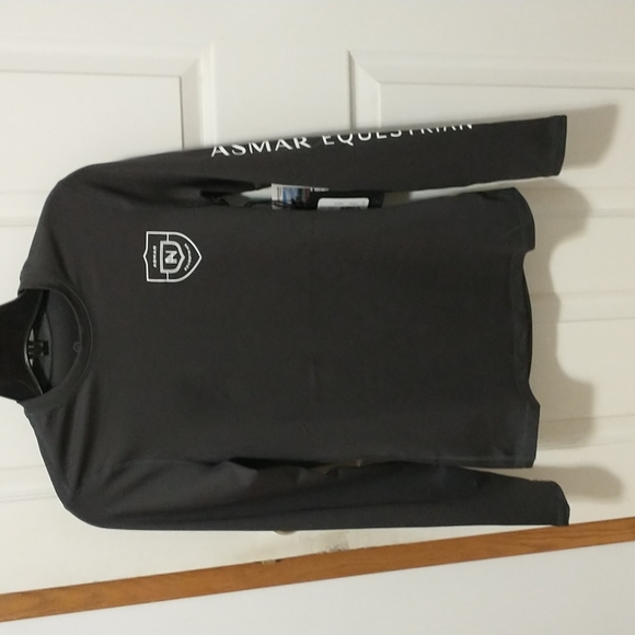 Asmar Equestrian mid weight long sleeve logo shirt in charcoal - Picture 2 of 7